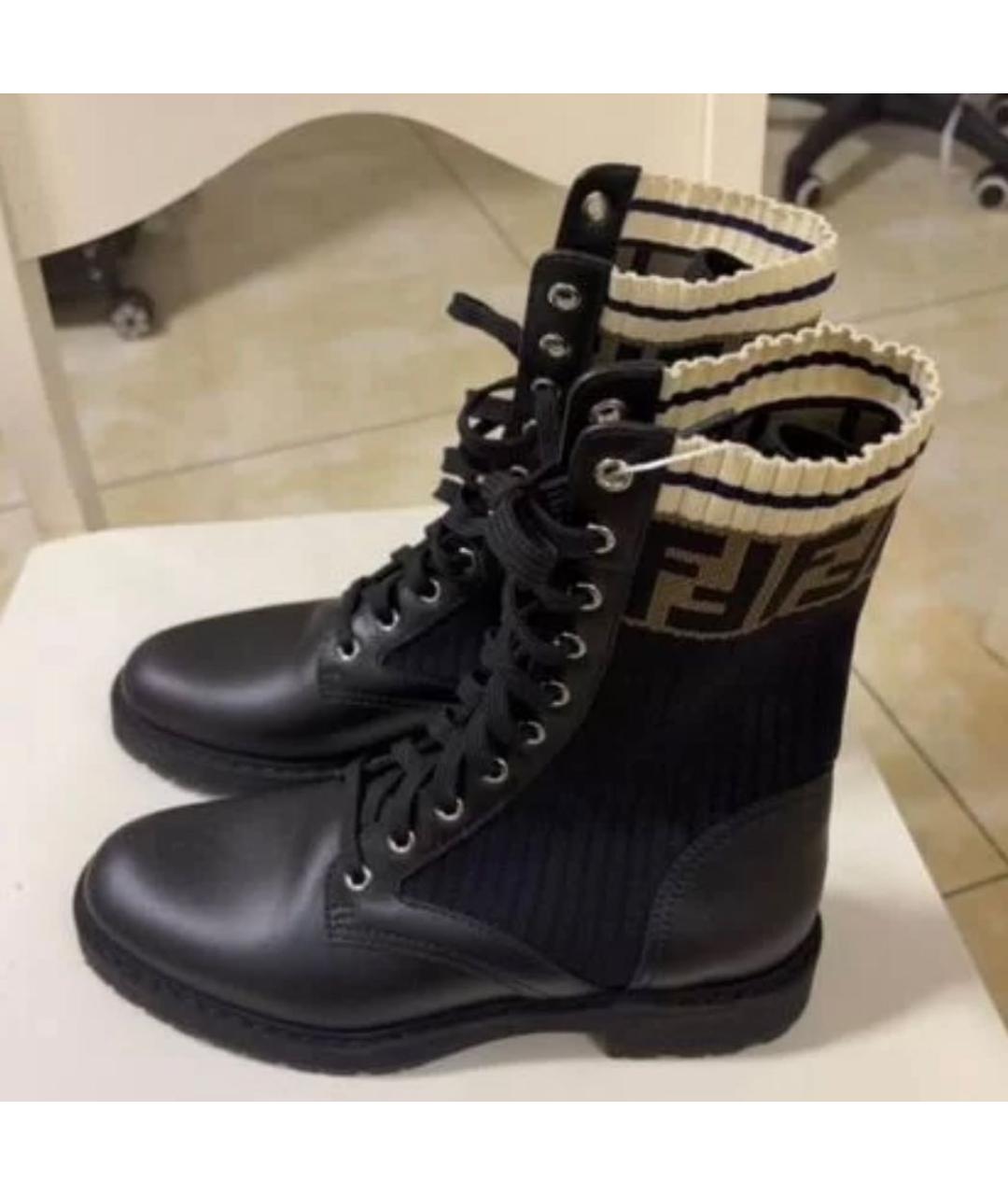 FENDI Черные кожаные ботинки, фото 4