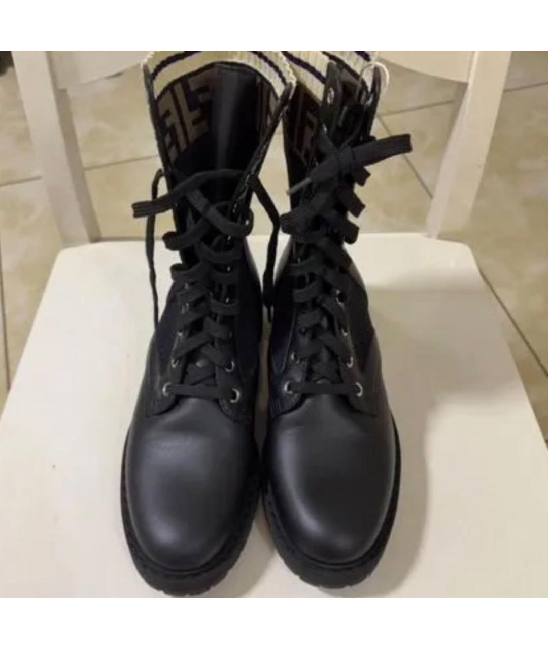 FENDI Черные кожаные ботинки, фото 3