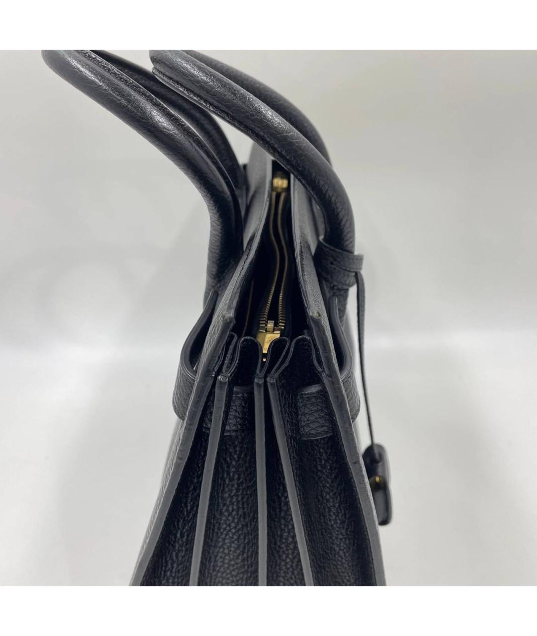 SAINT LAURENT Черная кожаная сумка тоут, фото 8