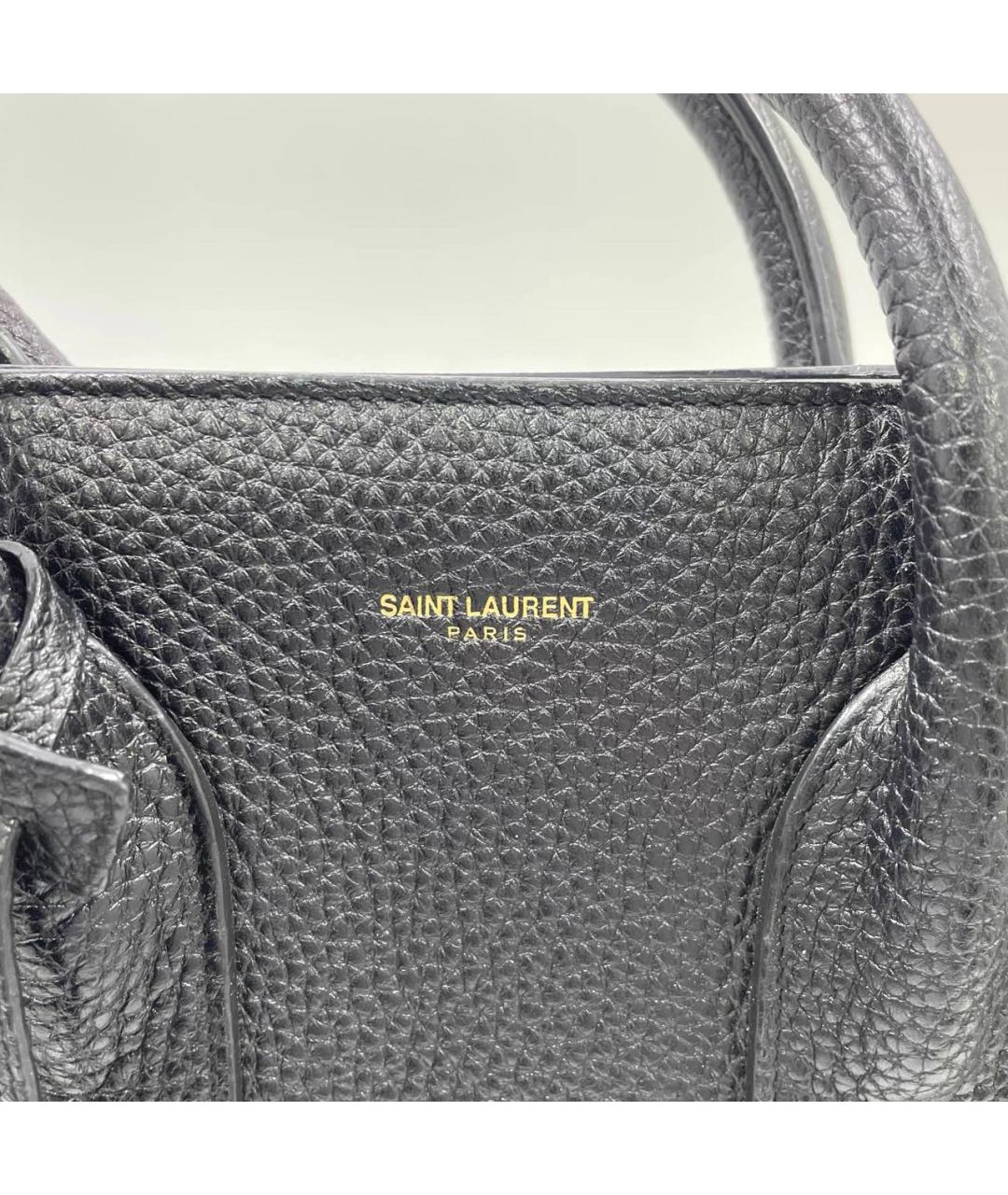 SAINT LAURENT Черная кожаная сумка тоут, фото 2