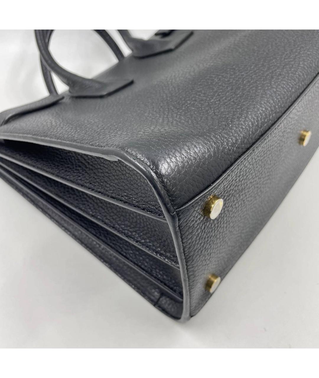 SAINT LAURENT Черная кожаная сумка тоут, фото 4