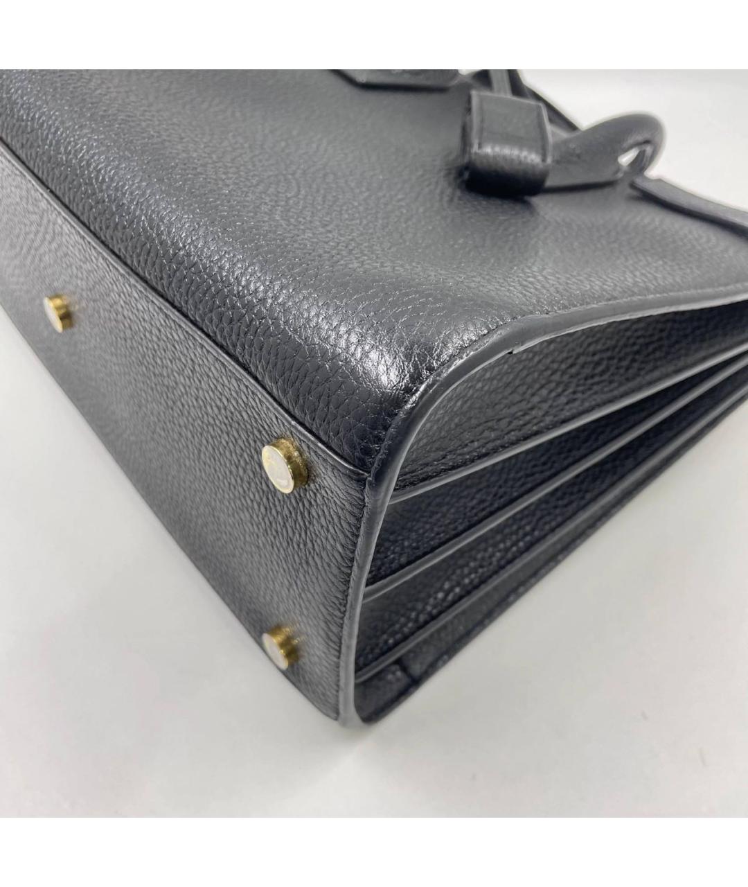 SAINT LAURENT Черная кожаная сумка тоут, фото 5