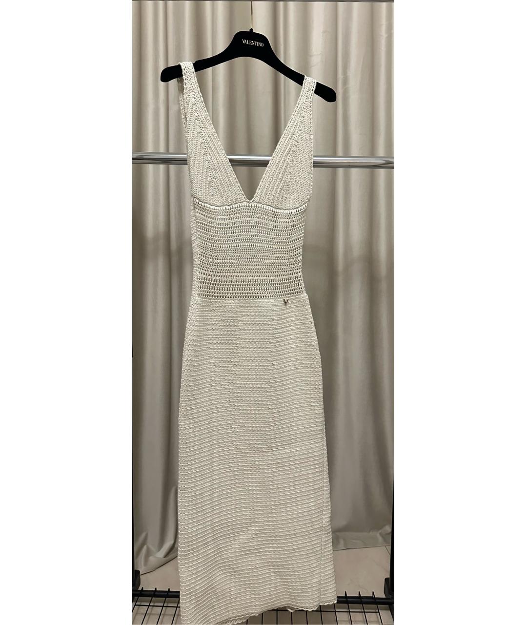 VALENTINO Белое хлопковое коктейльное платье, фото 3