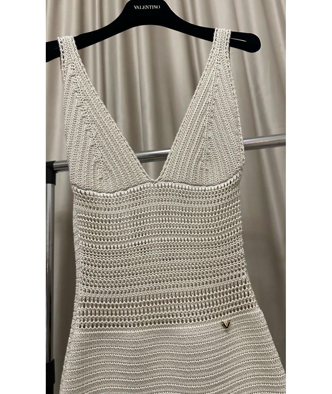 VALENTINO Белое хлопковое коктейльное платье, фото 4