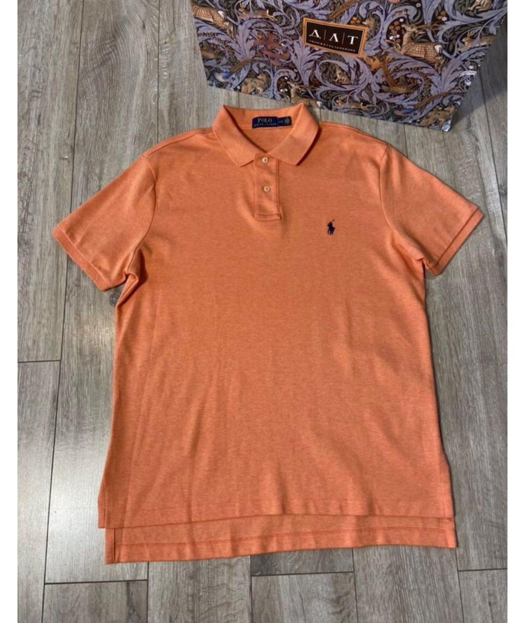 POLO RALPH LAUREN Оранжевое хлопковое поло с коротким рукавом, фото 9