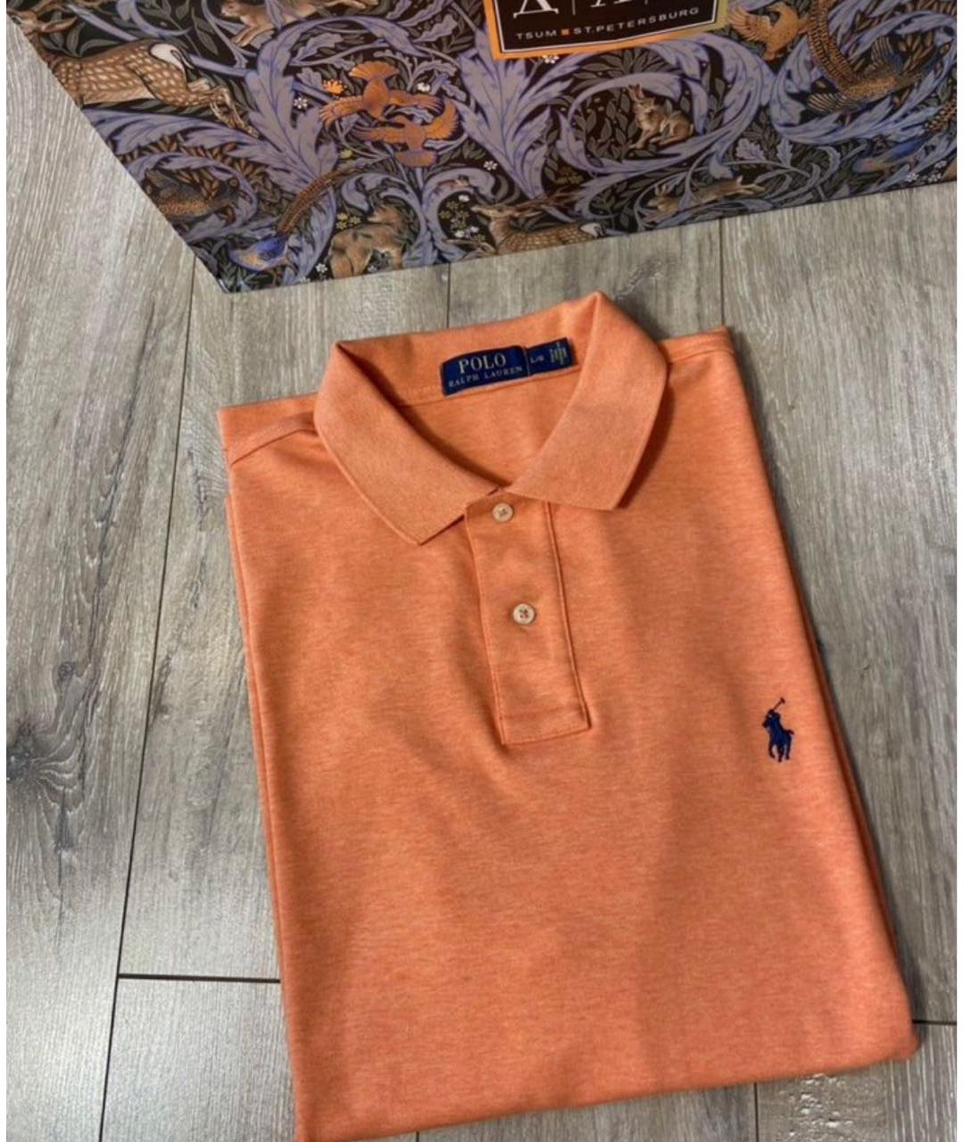 POLO RALPH LAUREN Оранжевое хлопковое поло с коротким рукавом, фото 5