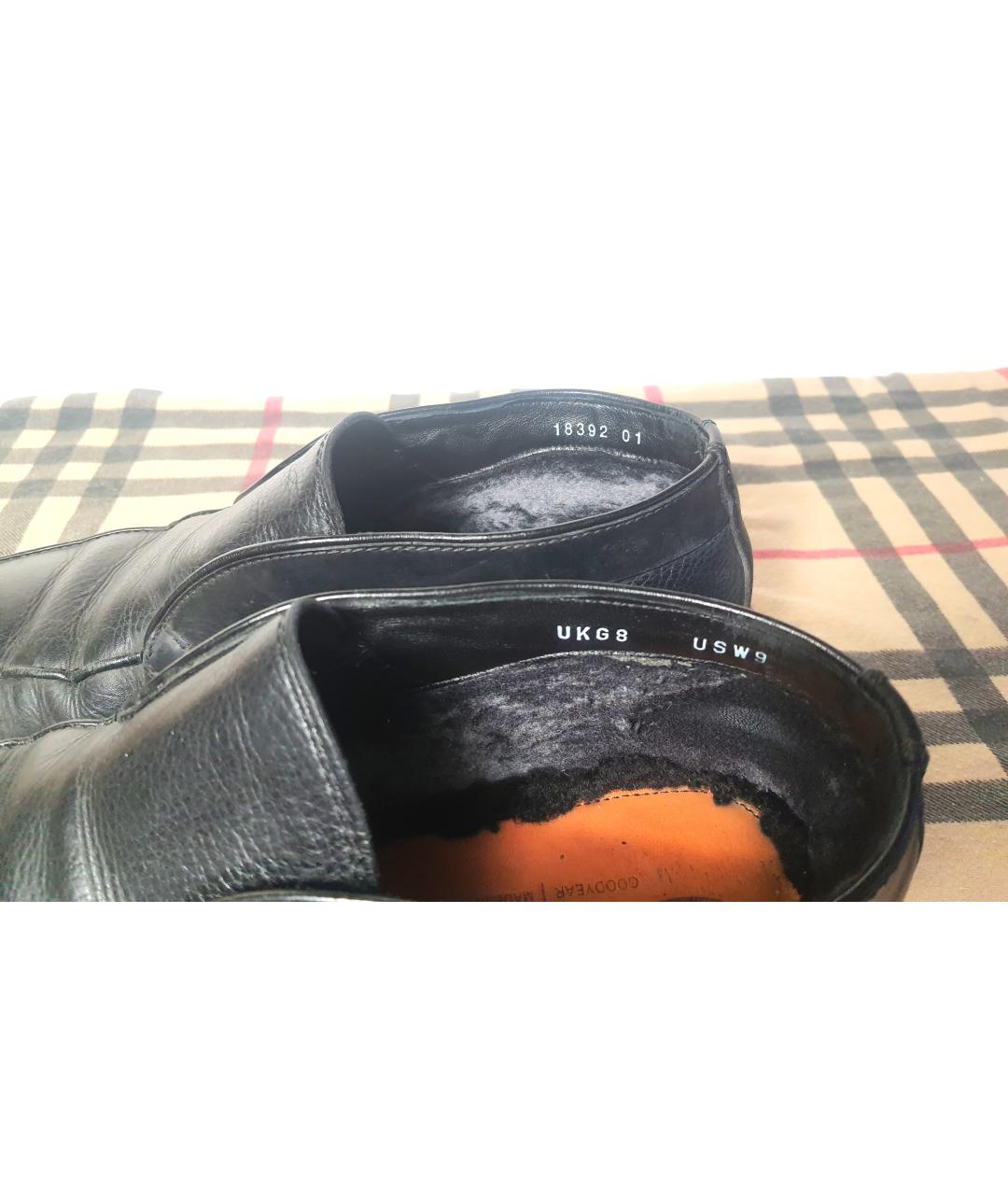 SANTONI Черные кожаные низкие ботинки, фото 8