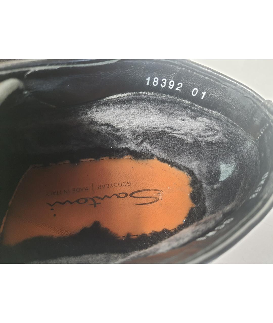 SANTONI Черные кожаные низкие ботинки, фото 6