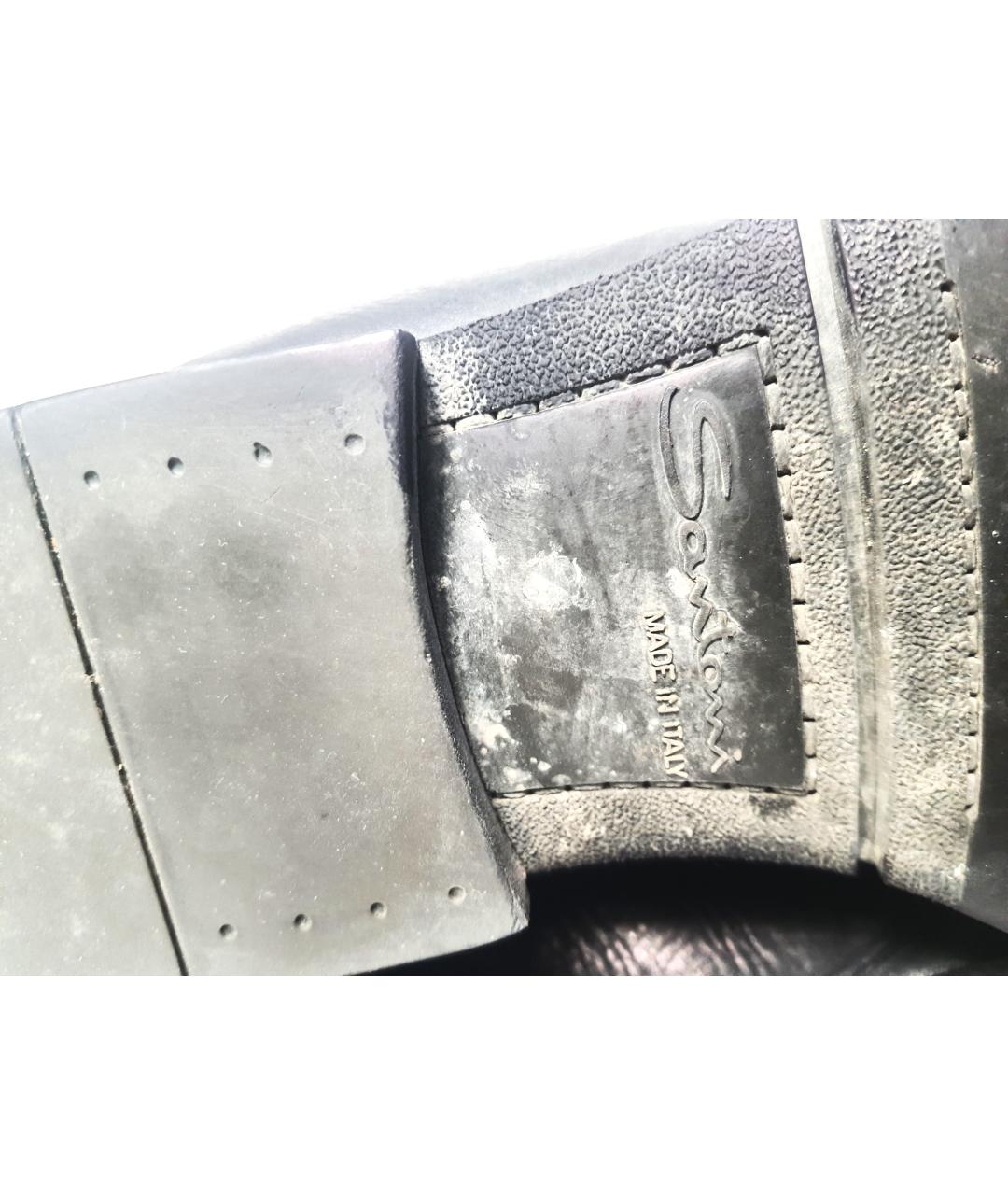 SANTONI Черные кожаные низкие ботинки, фото 7