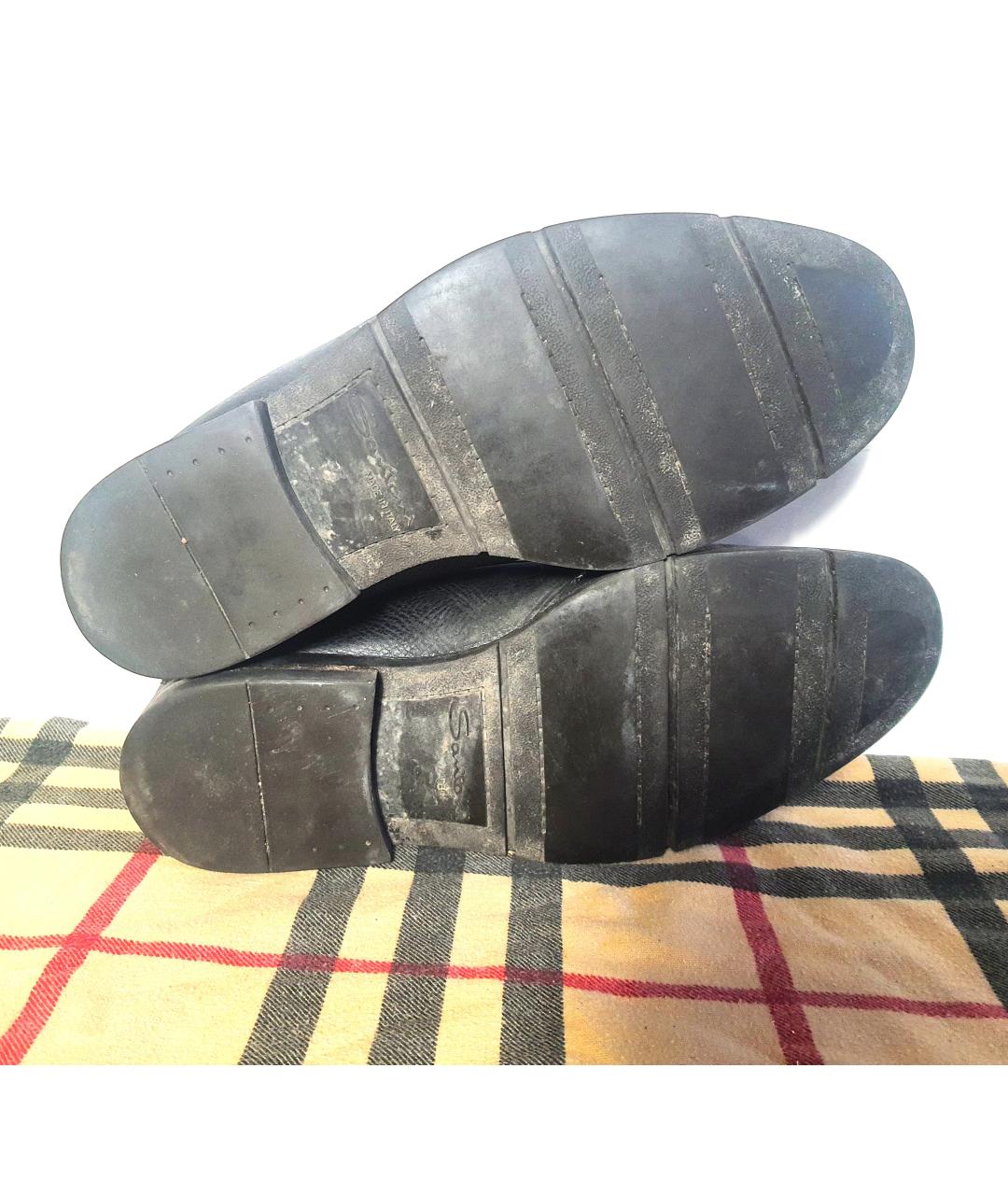 SANTONI Черные кожаные низкие ботинки, фото 5