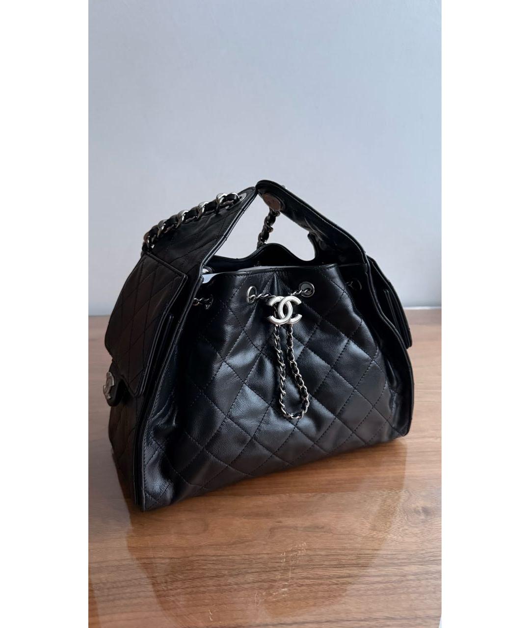 CHANEL Черная кожаная сумка тоут, фото 2