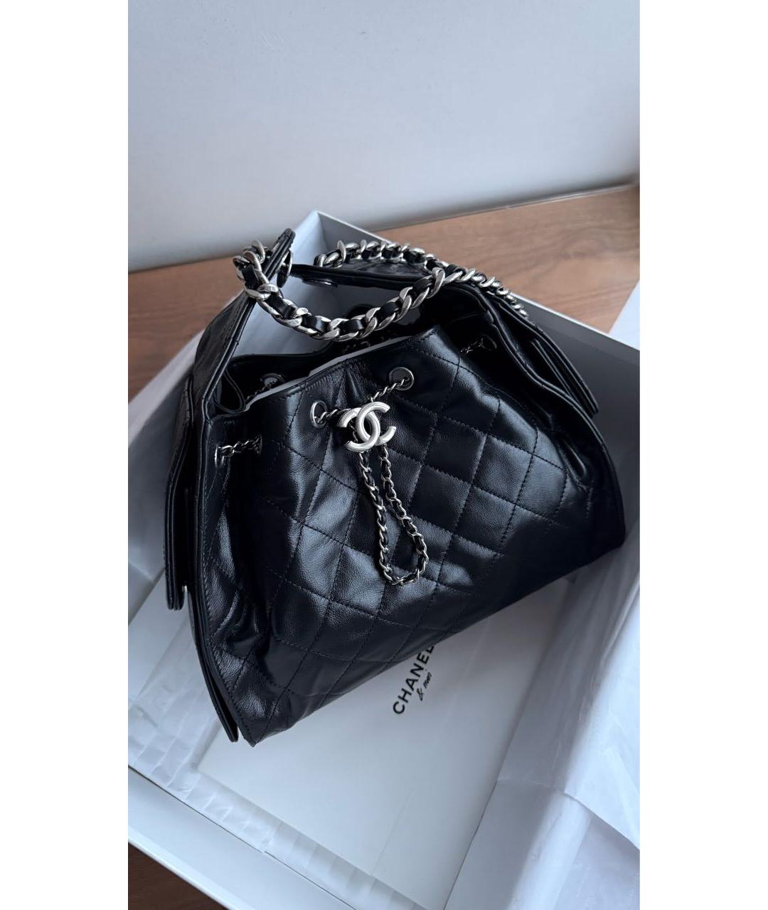 CHANEL Черная кожаная сумка тоут, фото 4