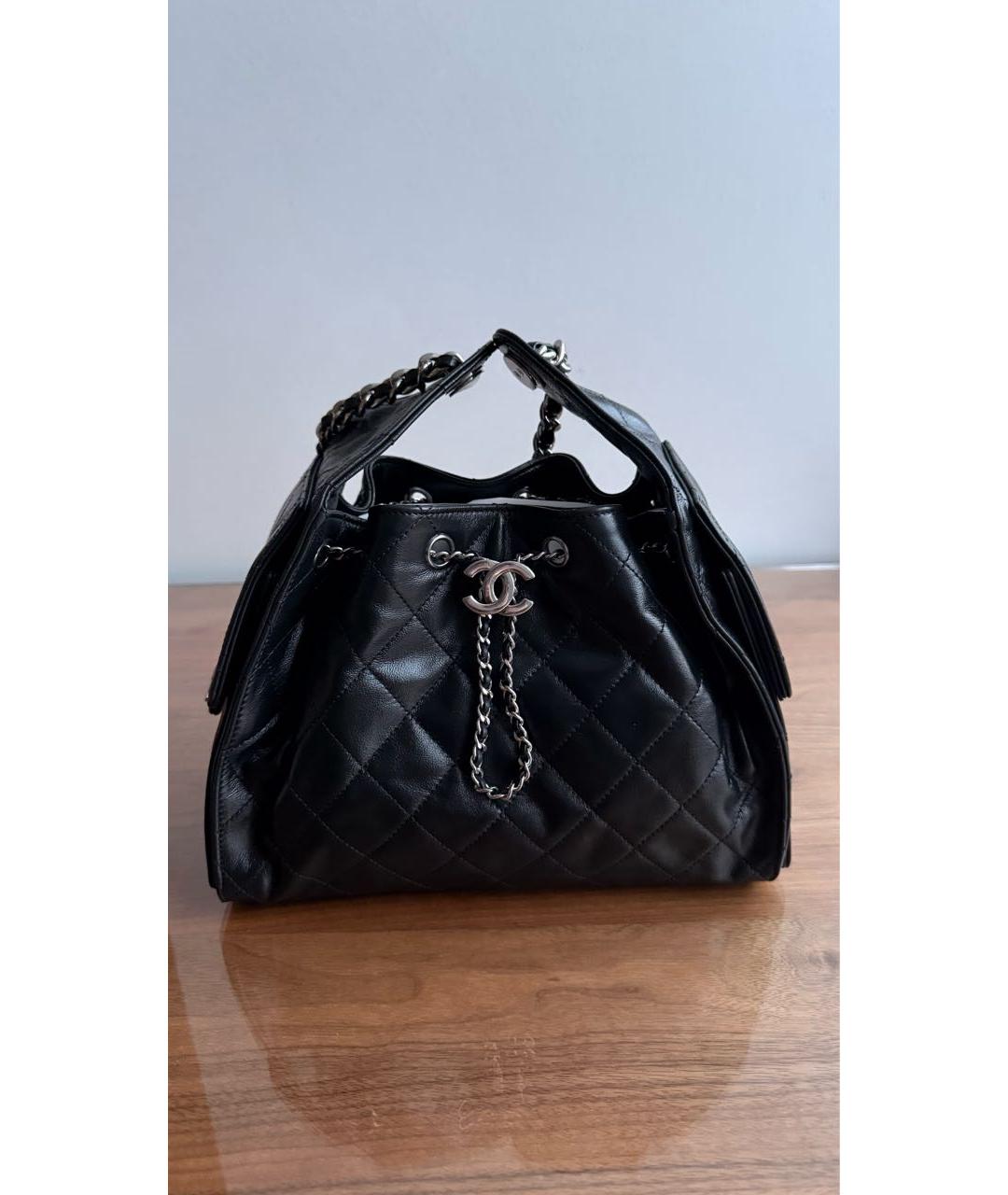 CHANEL Черная кожаная сумка тоут, фото 5