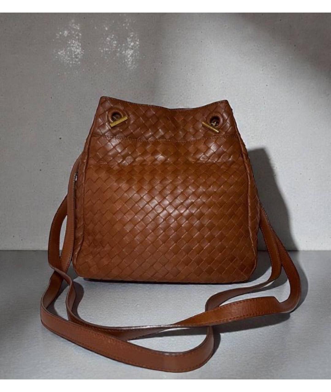 BOTTEGA VENETA Коричневая кожаная сумка через плечо, фото 5