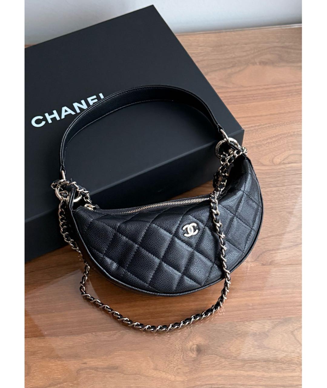 CHANEL Черная кожаная сумка через плечо, фото 3