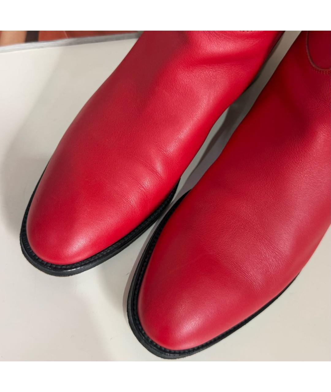HERMES Красные кожаные сапоги, фото 7