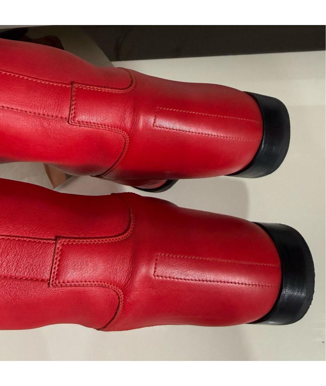 HERMES Красные кожаные сапоги, фото 8
