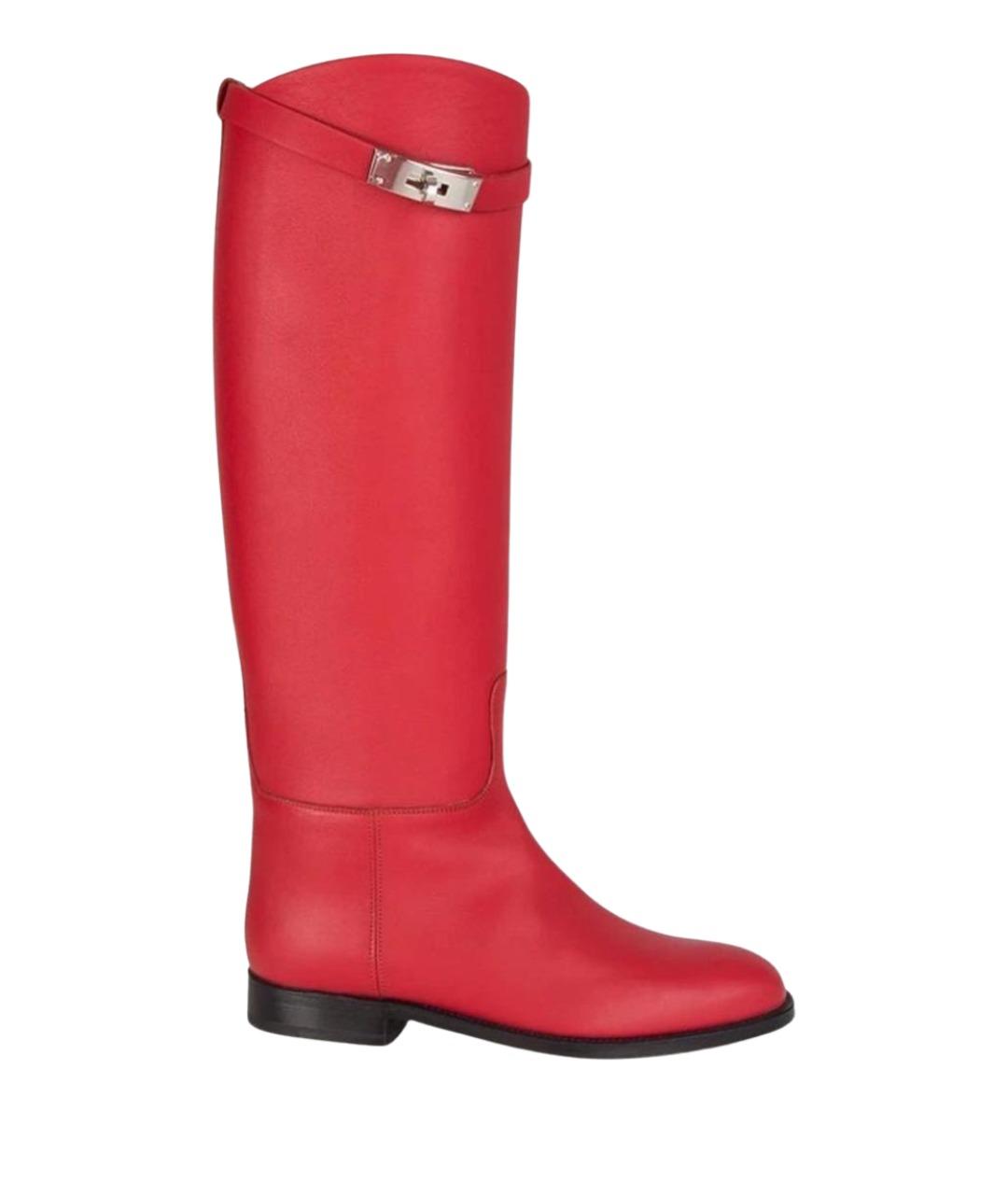 HERMES Красные кожаные сапоги, фото 1