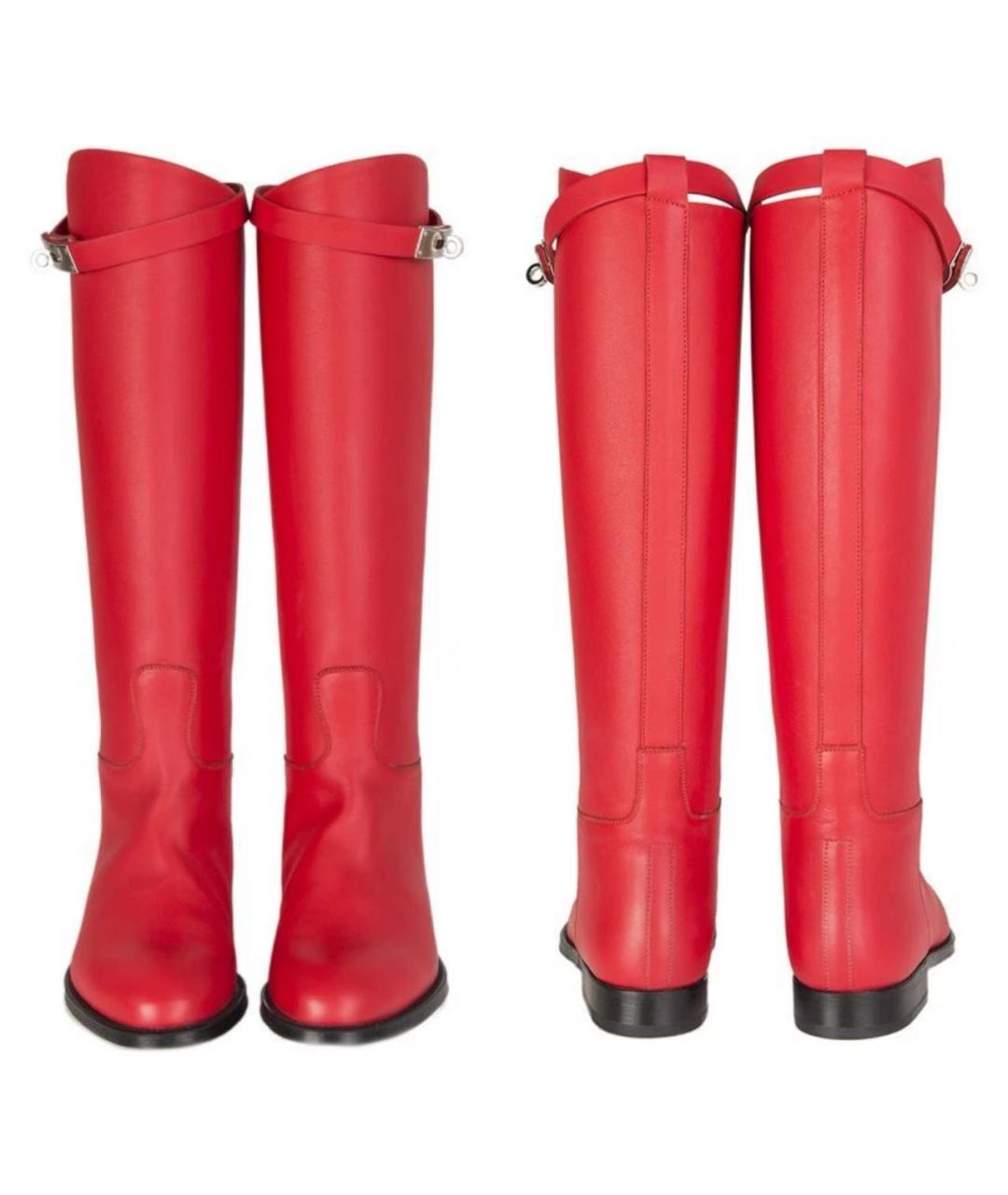 HERMES Красные кожаные сапоги, фото 2