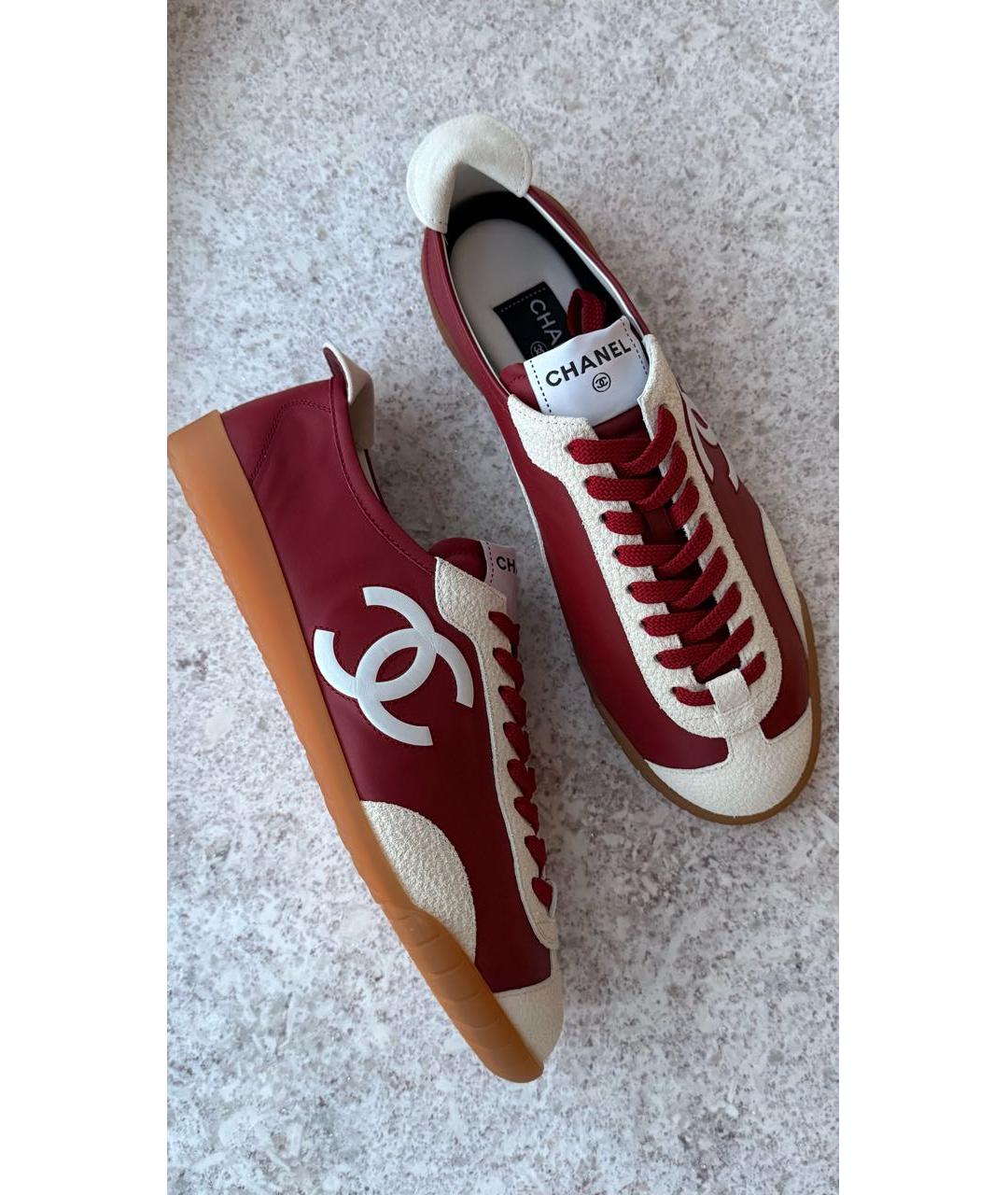 CHANEL Бордовые кеды, фото 3