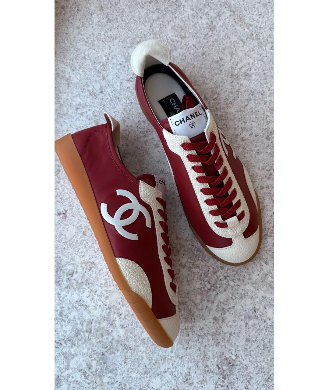CHANEL Бордовые кеды, фото 4