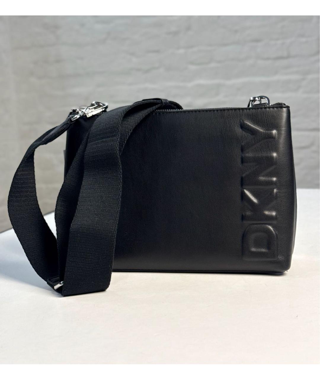 DKNY Черная сумка через плечо из искусственной кожи, фото 8