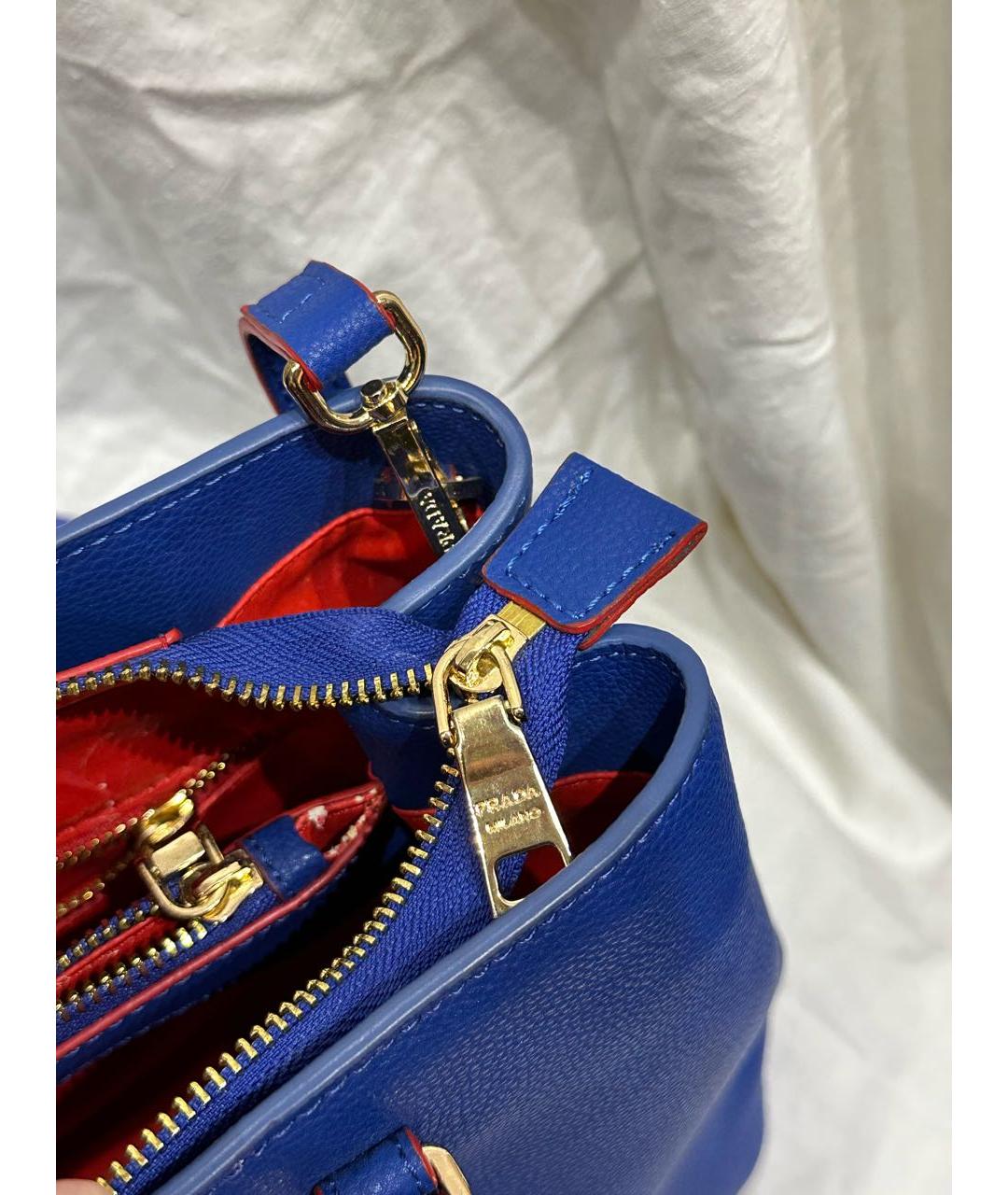 PRADA Синяя кожаная сумка тоут, фото 5