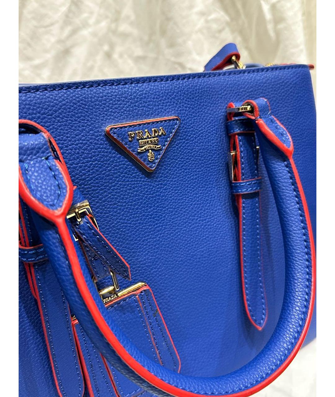 PRADA Синяя кожаная сумка тоут, фото 7