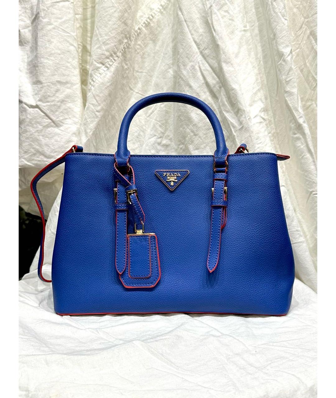 PRADA Синяя кожаная сумка тоут, фото 8