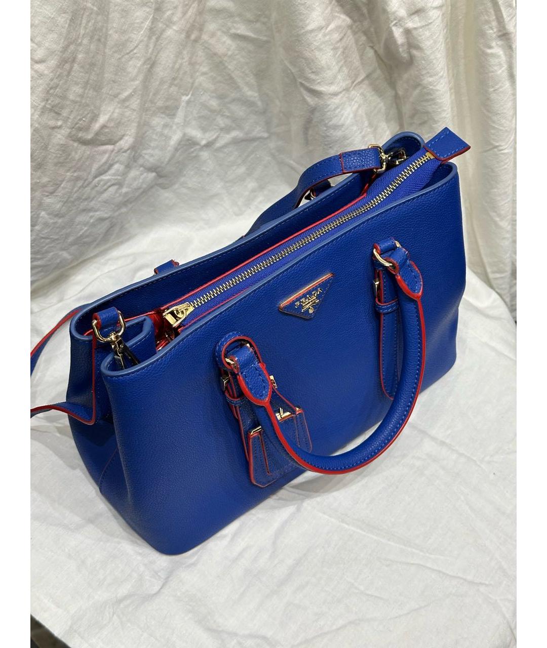 PRADA Синяя кожаная сумка тоут, фото 4