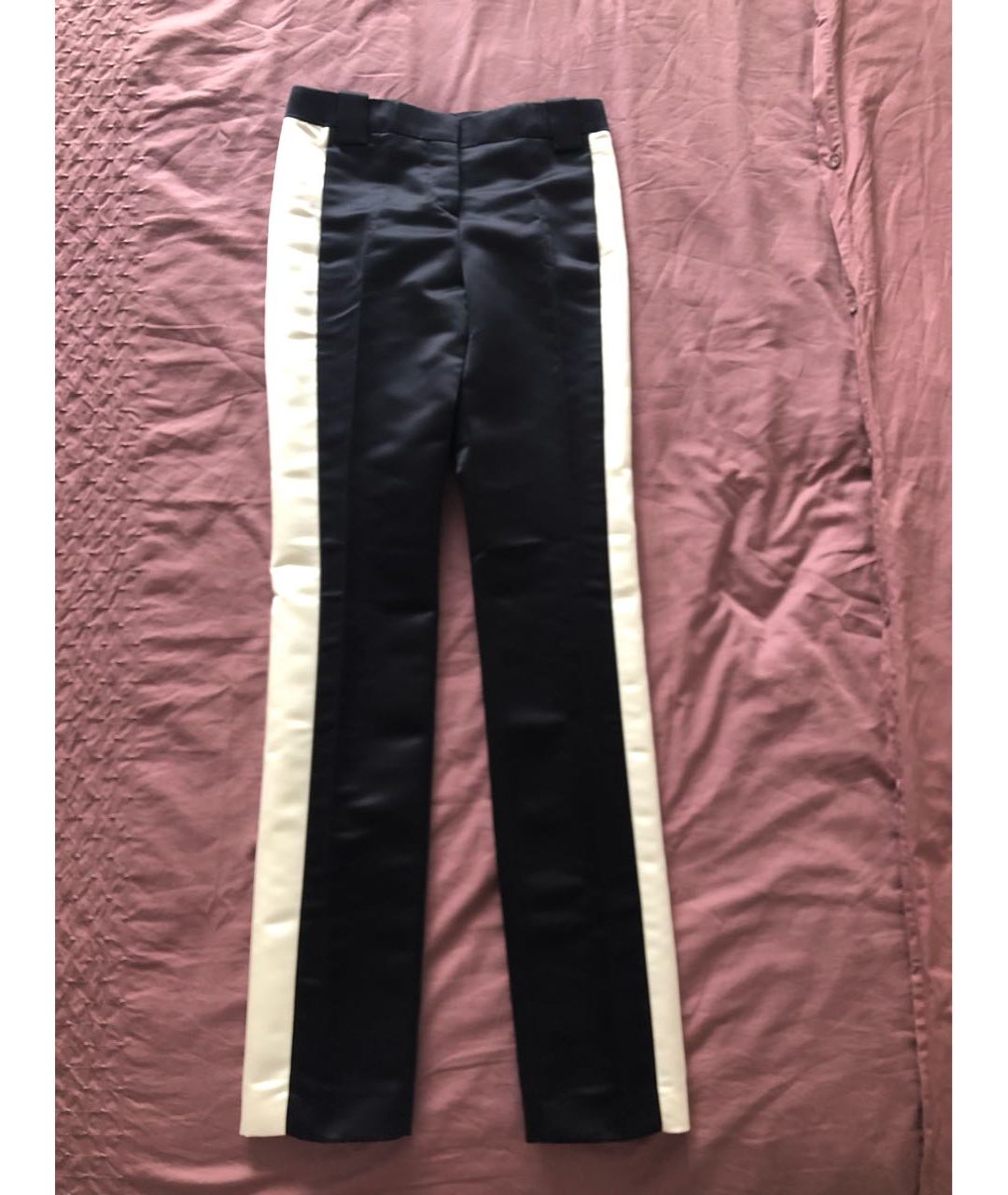 DOLCE&GABBANA Черные атласные прямые брюки, фото 5