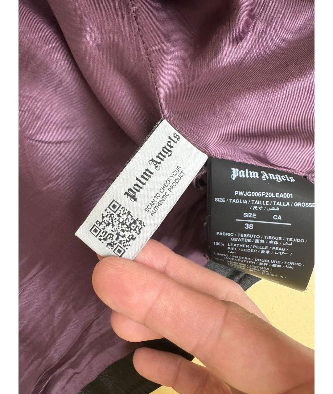 PALM ANGELS Черная кожаная куртка, фото 7