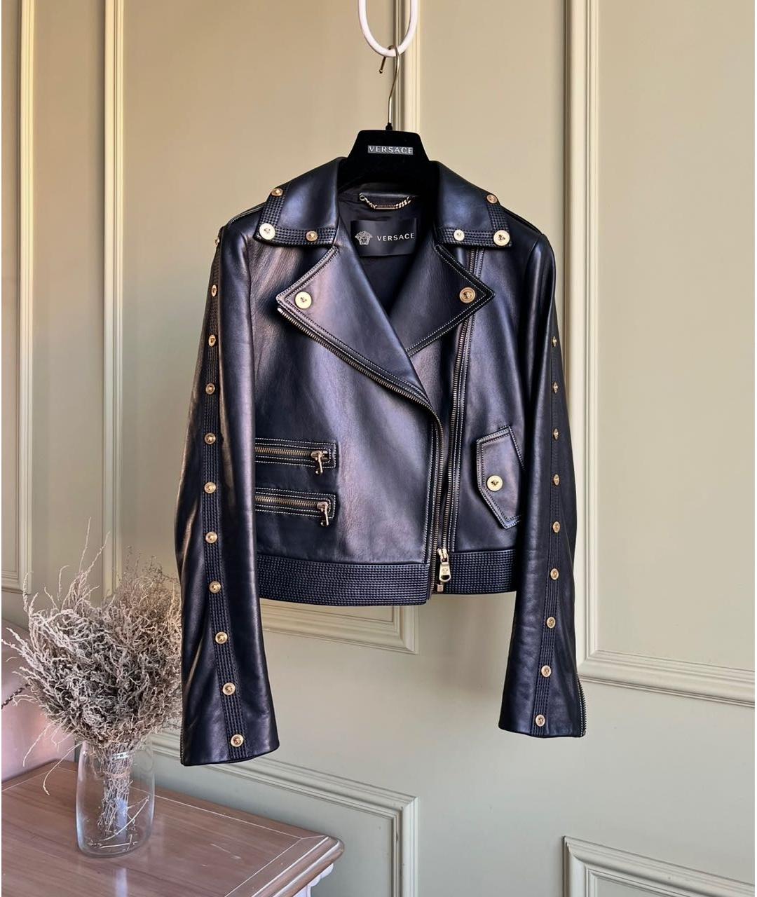 VERSACE Черная кожаная куртка, фото 9