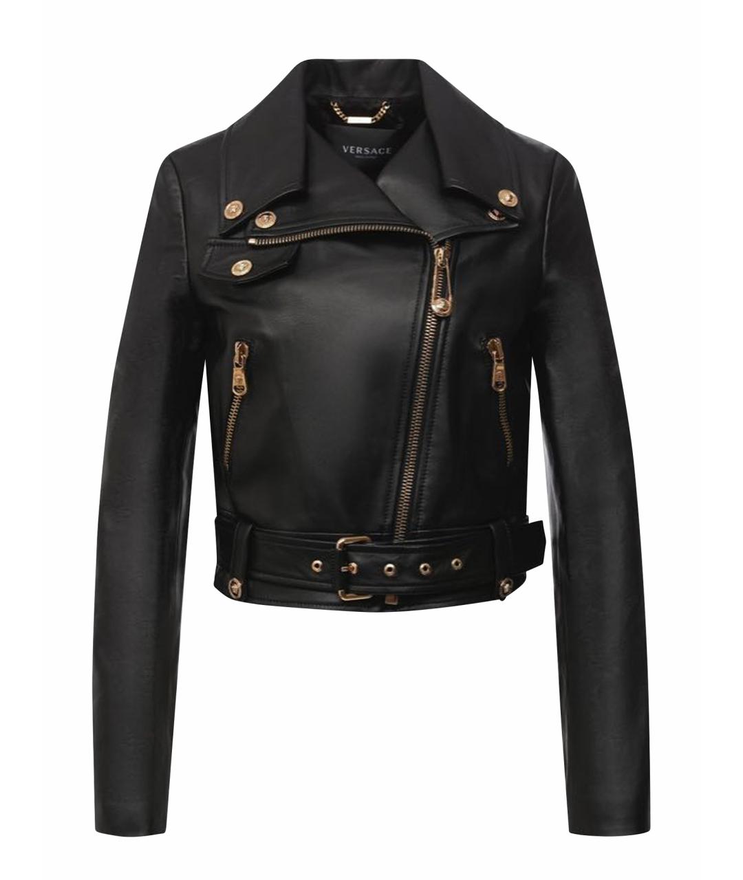 VERSACE Черная кожаная куртка, фото 1