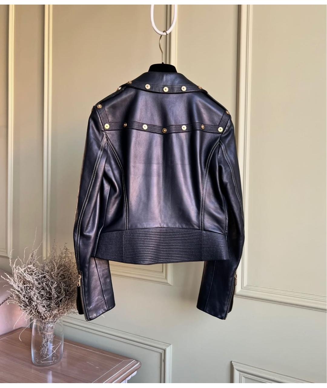 VERSACE Черная кожаная куртка, фото 5