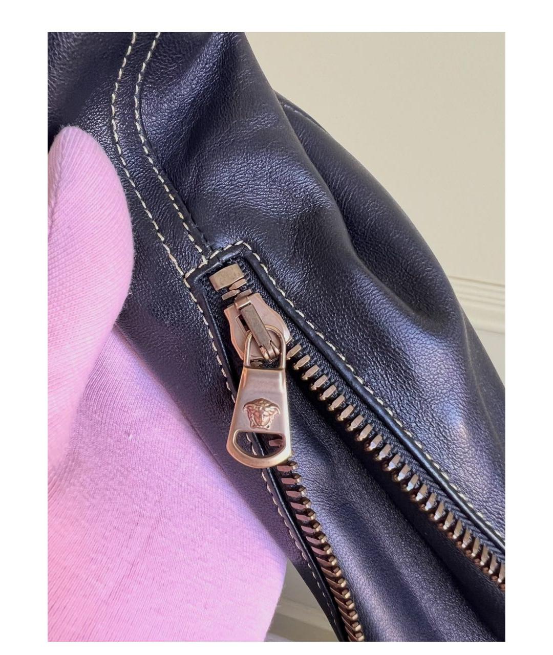 VERSACE Черная кожаная куртка, фото 7