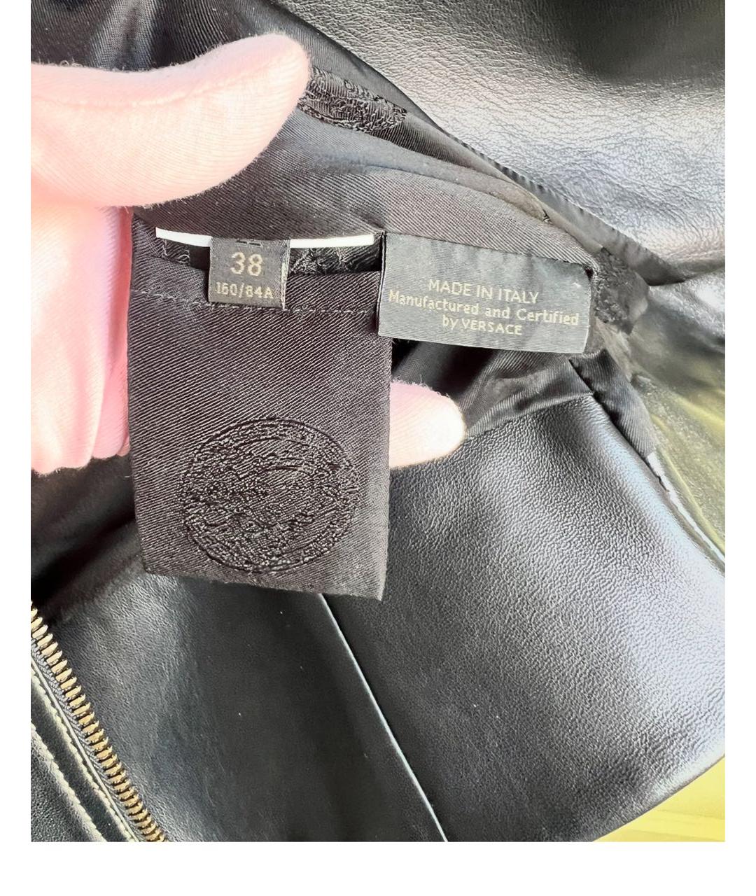 VERSACE Черная кожаная куртка, фото 8