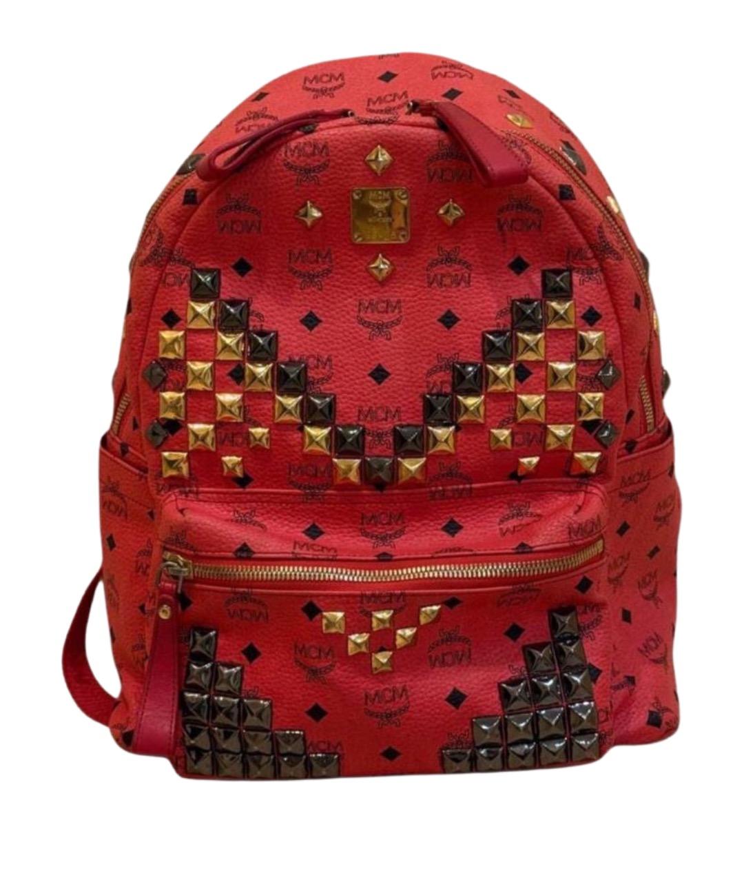 MCM Красный кожаный рюкзак, фото 1