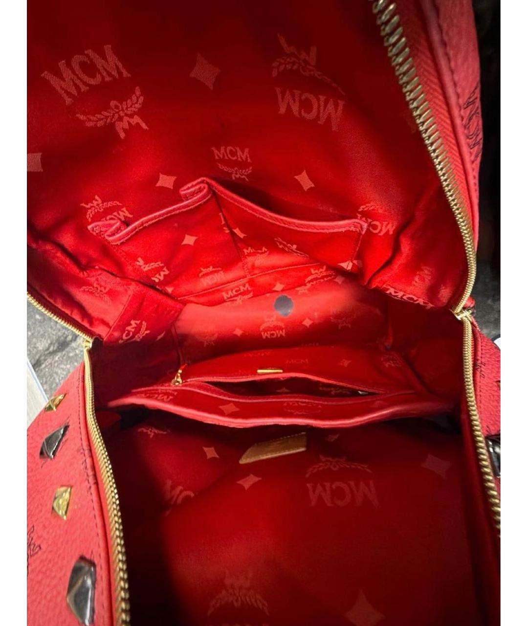 MCM Красный кожаный рюкзак, фото 4