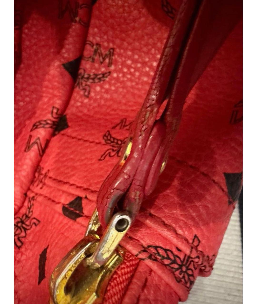 MCM Красный кожаный рюкзак, фото 5