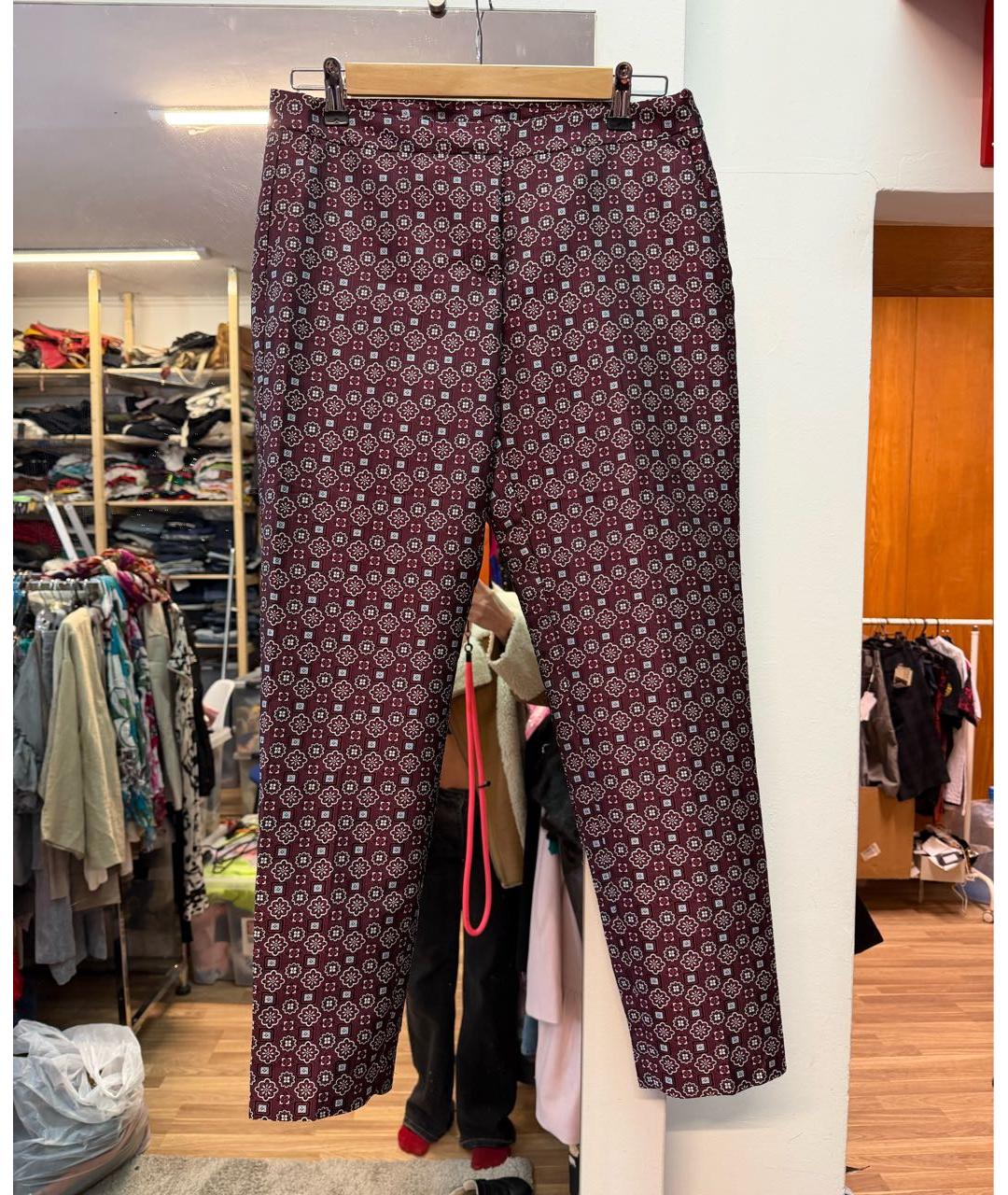 ERMANNO SCERVINO Бордовые полиэстеровые прямые брюки, фото 9