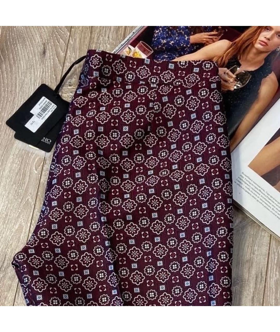 ERMANNO SCERVINO Бордовые полиэстеровые прямые брюки, фото 4