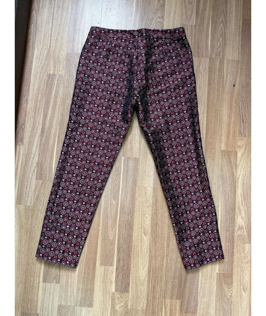 ERMANNO SCERVINO Бордовые полиэстеровые прямые брюки, фото 2