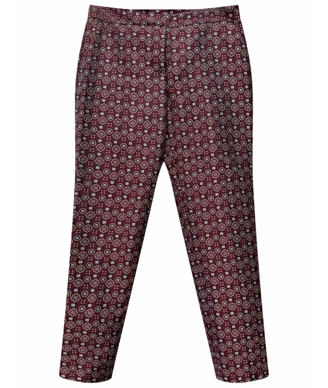 ERMANNO SCERVINO Бордовые полиэстеровые прямые брюки, фото 1