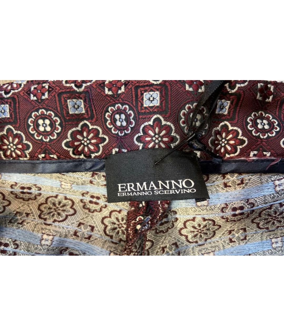 ERMANNO SCERVINO Бордовые полиэстеровые прямые брюки, фото 6