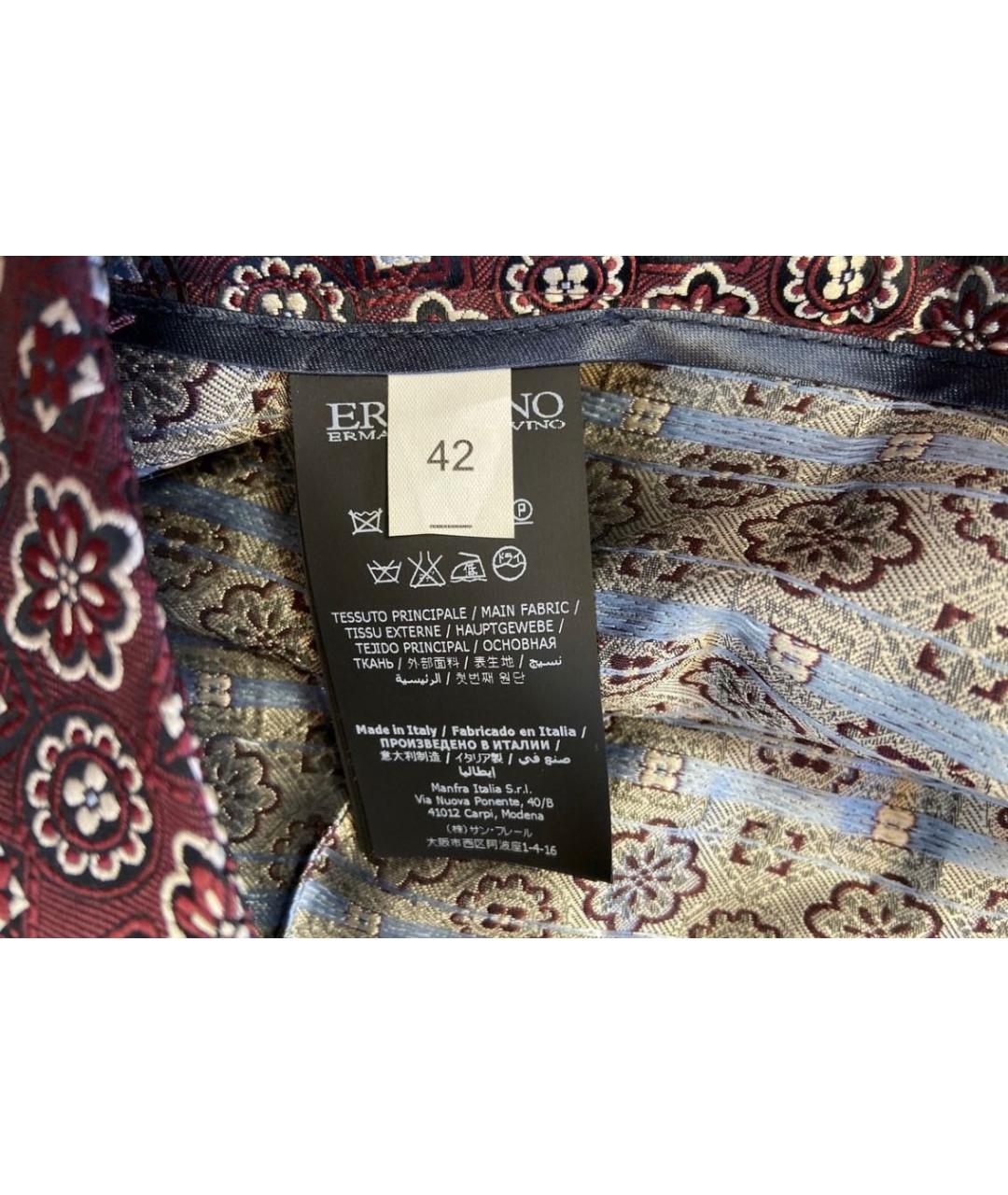 ERMANNO SCERVINO Бордовые полиэстеровые прямые брюки, фото 7