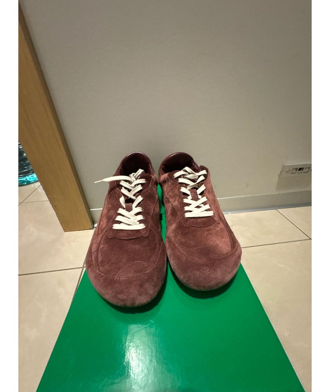 BOTTEGA VENETA Бордовые замшевые кеды, фото 5