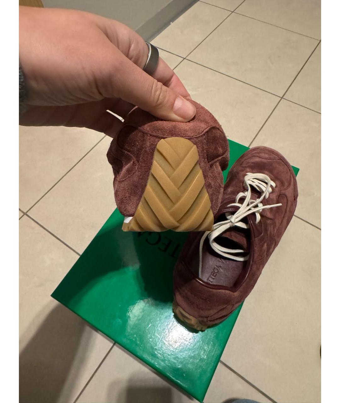 BOTTEGA VENETA Бордовые замшевые кеды, фото 7