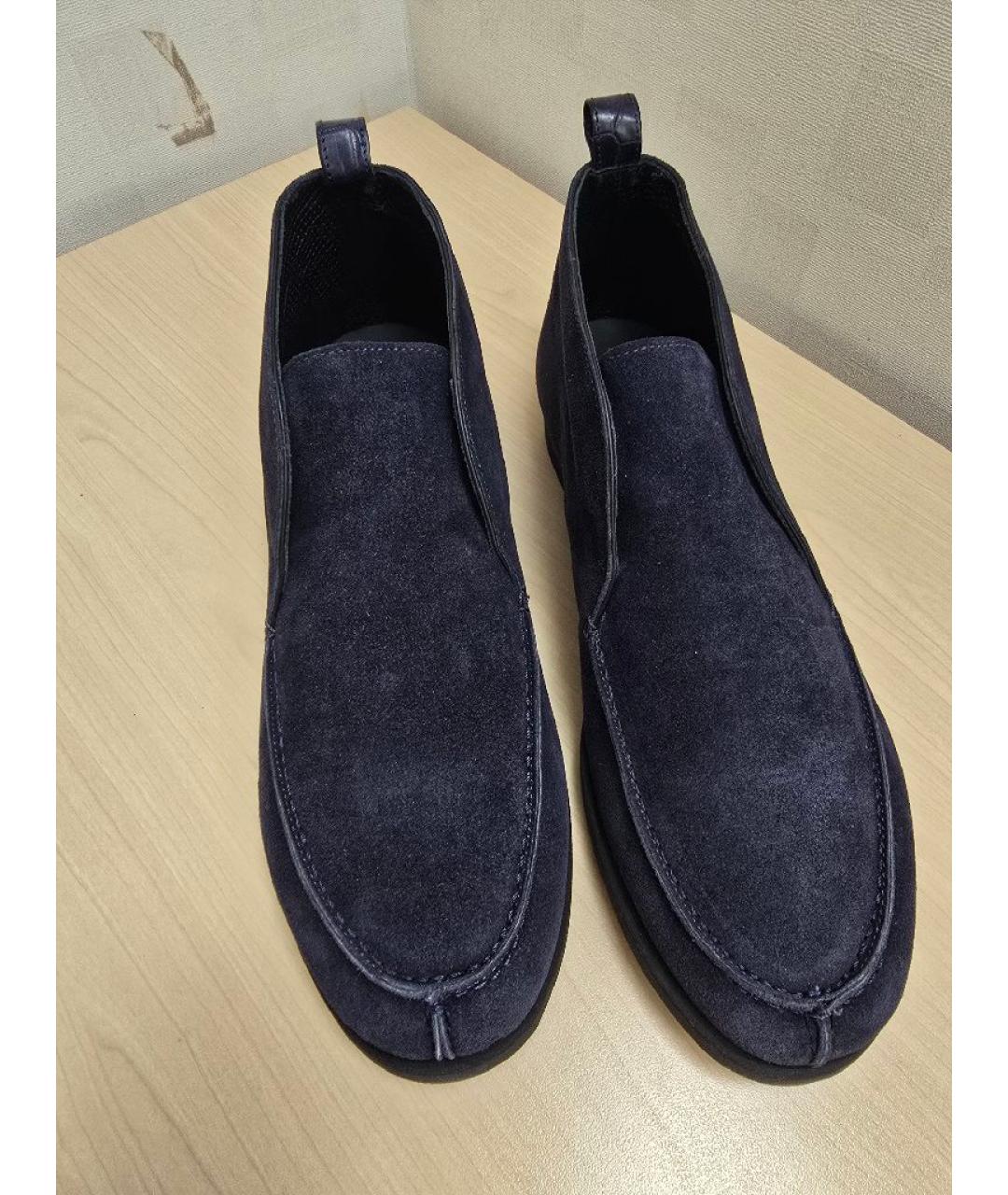 KITON Синие замшевые высокие ботинки, фото 6