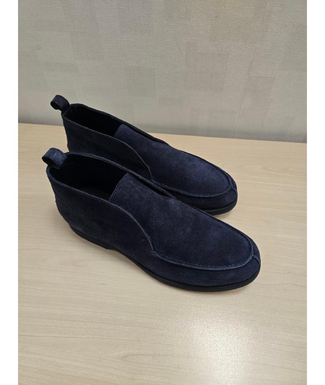 KITON Синие замшевые высокие ботинки, фото 7